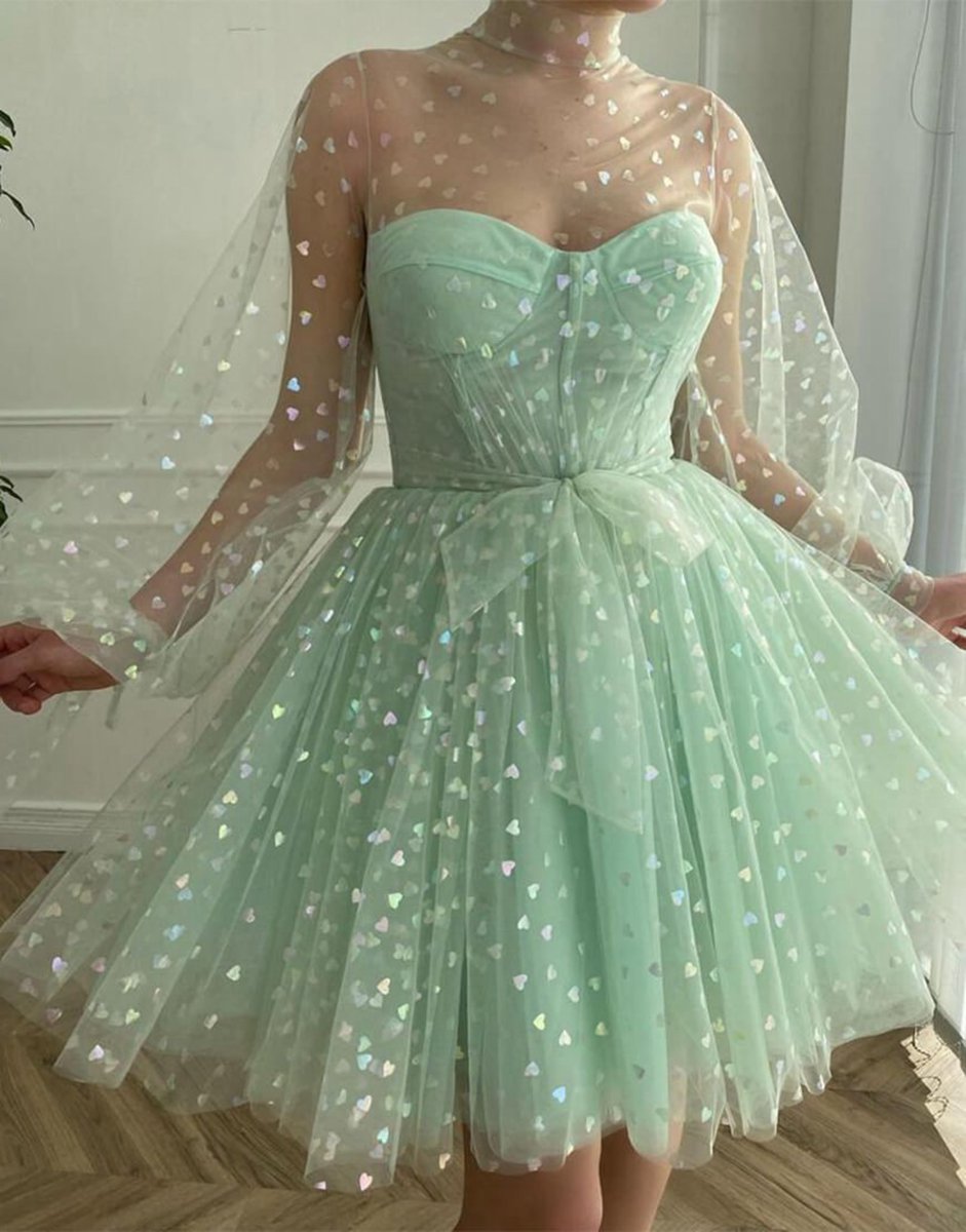 A-line Corset Homecoming Dresses with Sleeves