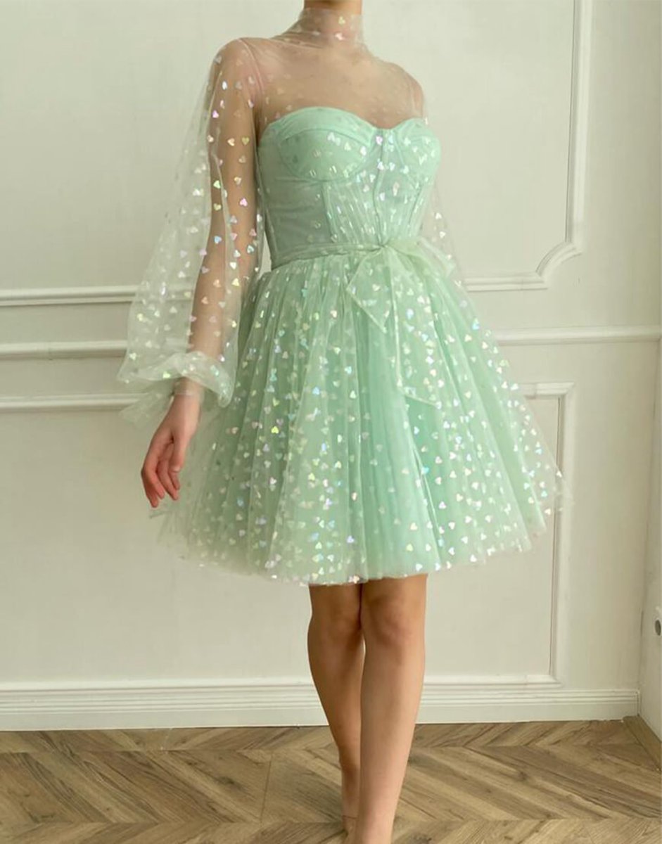 A-line Corset Homecoming Dresses with Sleeves