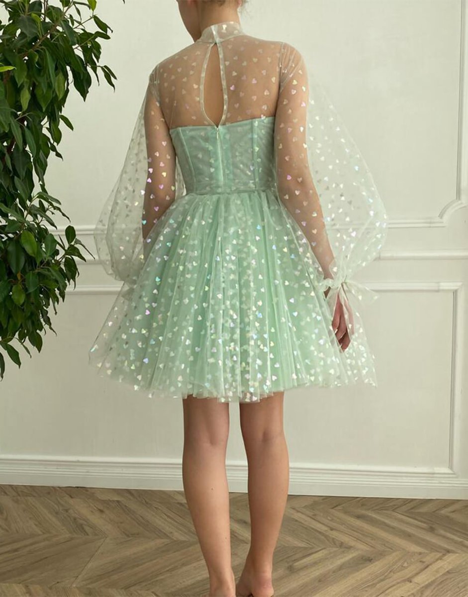 A-line Corset Homecoming Dresses with Sleeves