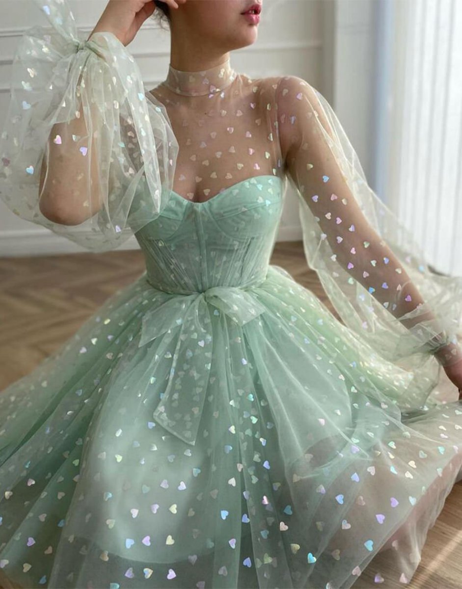 A-line Corset Homecoming Dresses with Sleeves