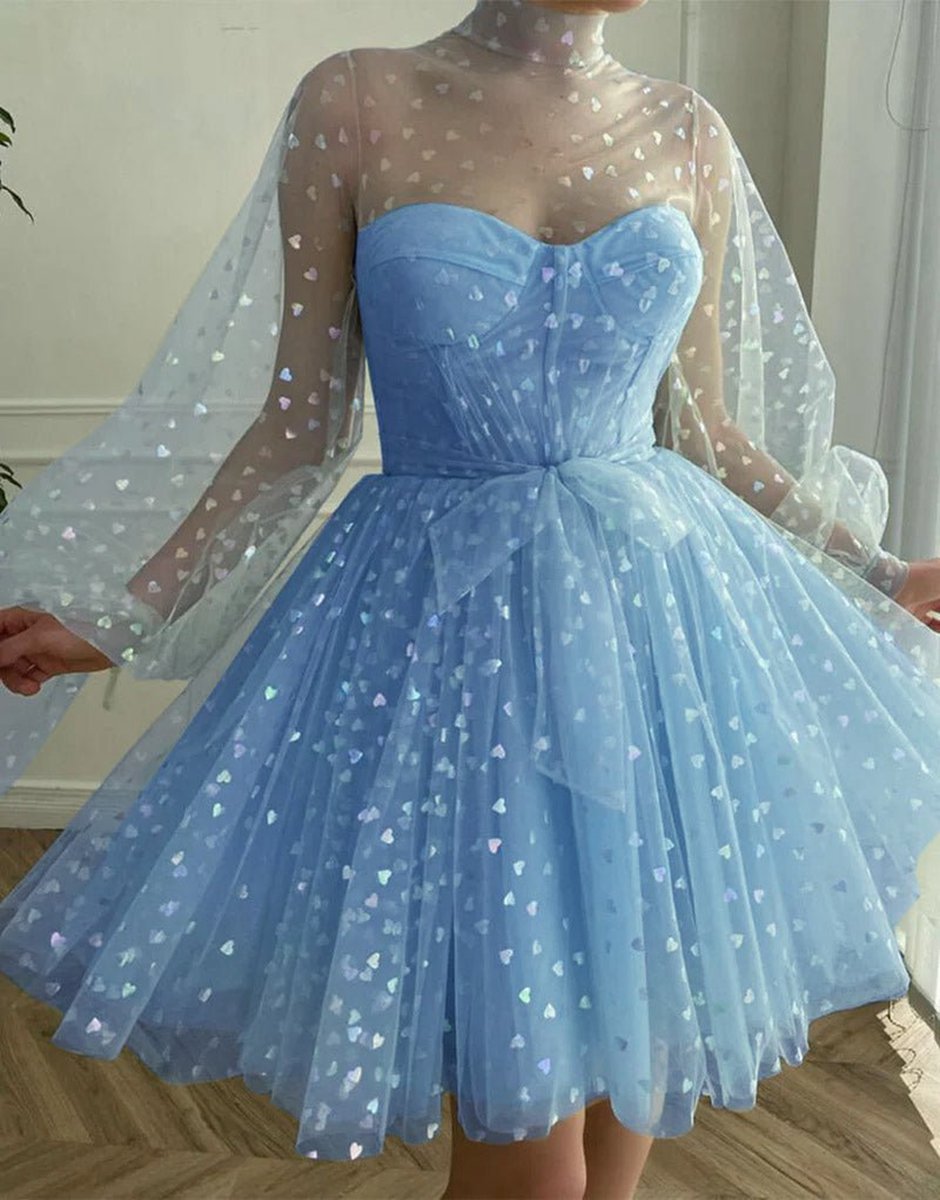 A-line Corset Homecoming Dresses with Sleeves