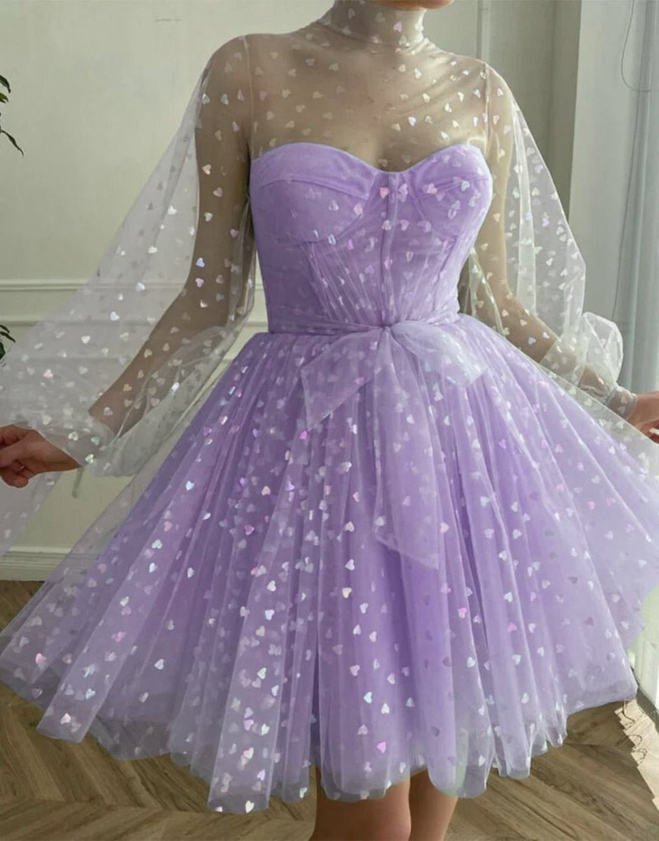 A-line Corset Homecoming Dresses with Sleeves
