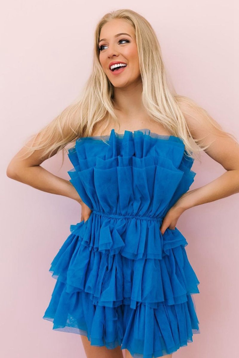 A-line Strapless Short Homecoming Dresses