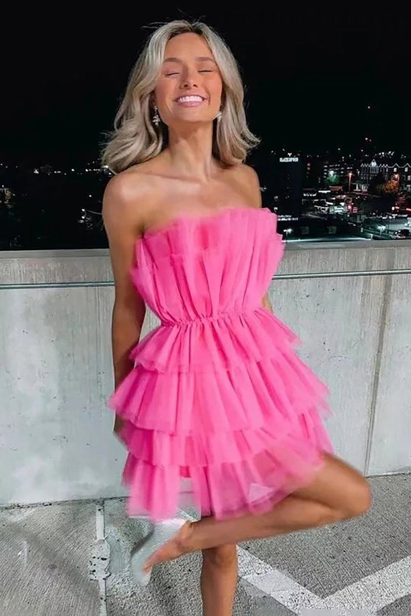 A-line Strapless Short Homecoming Dresses