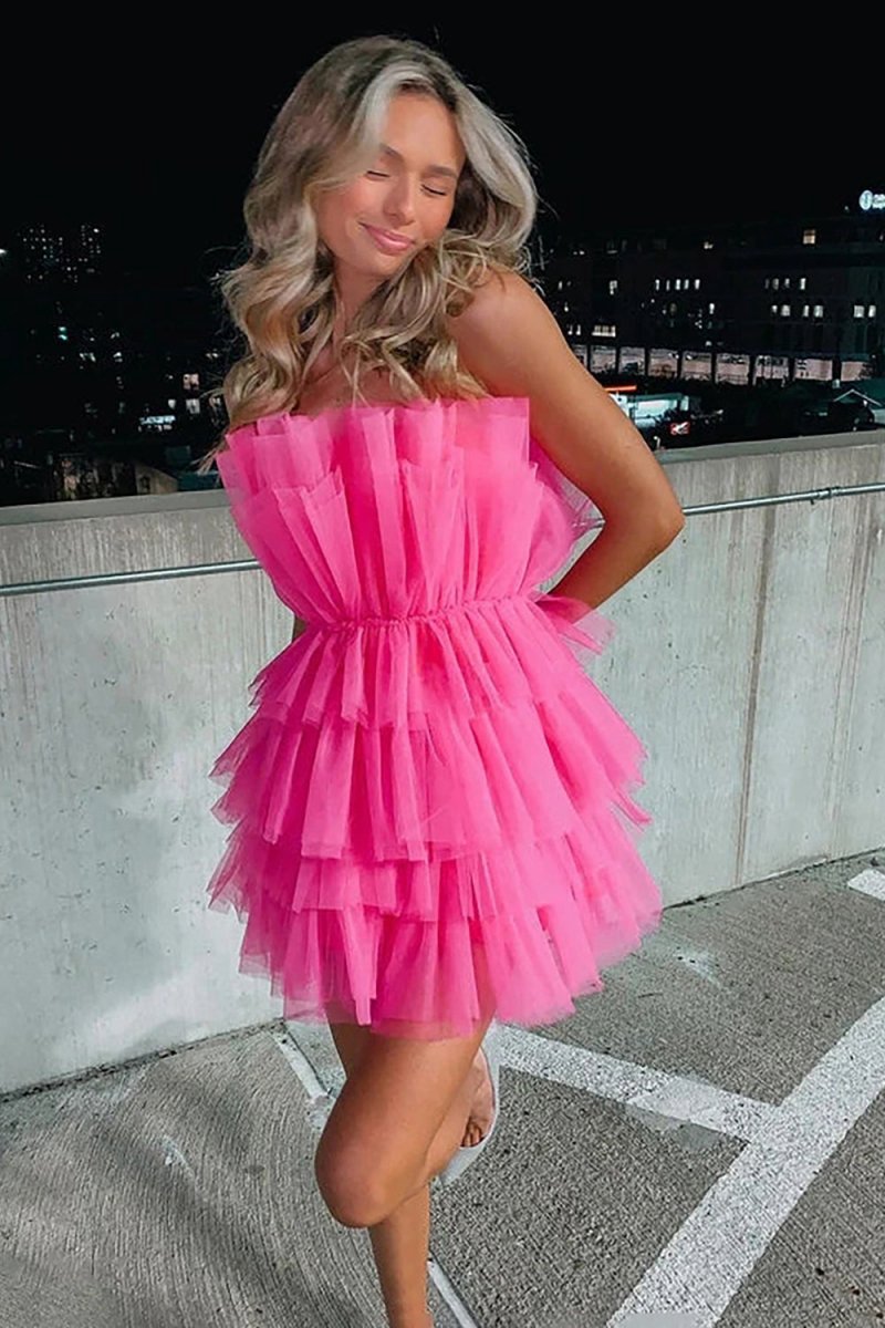 A-line Strapless Short Homecoming Dresses