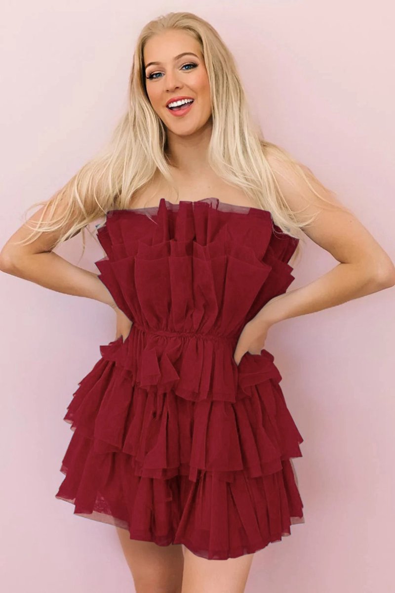 A-line Strapless Short Homecoming Dresses