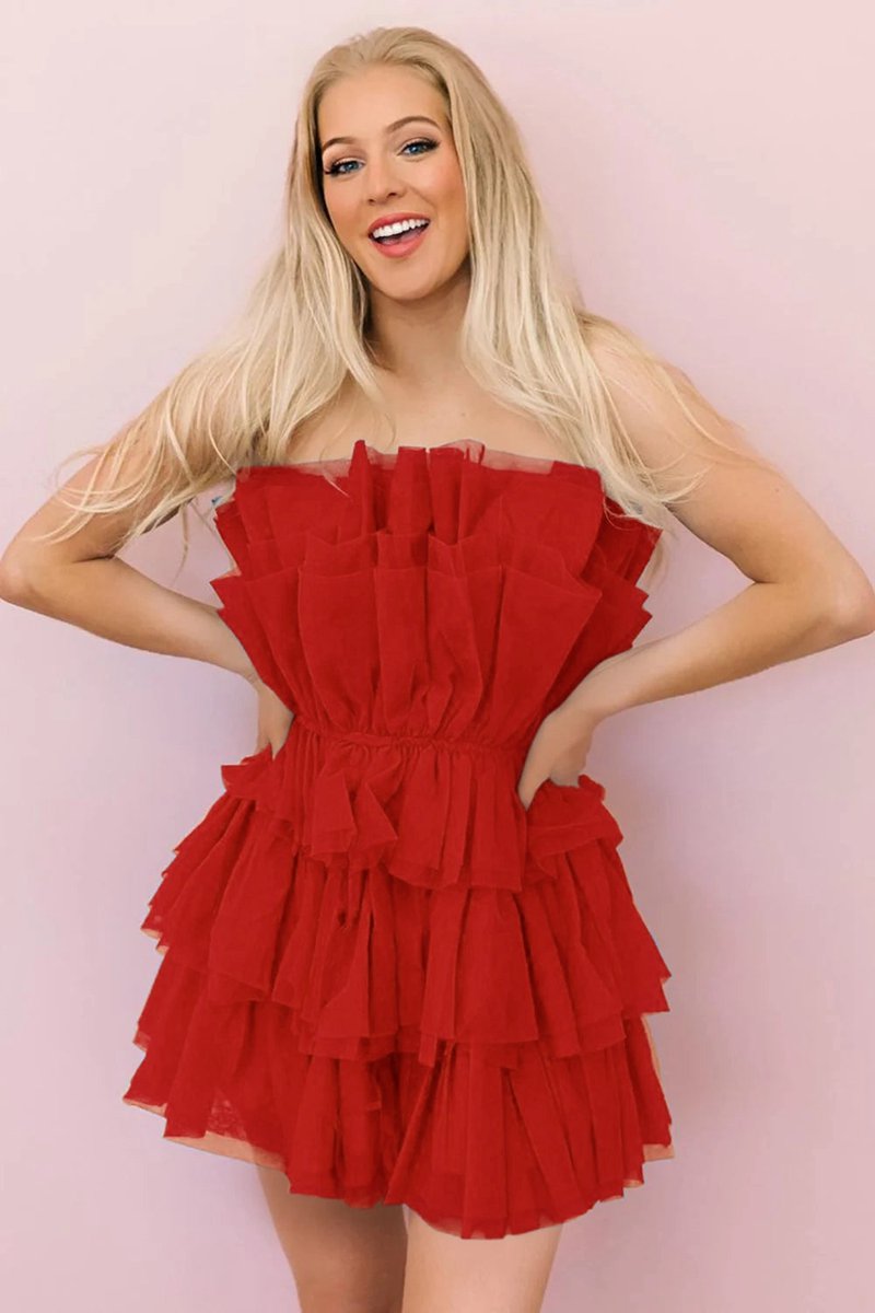 A-line Strapless Short Homecoming Dresses