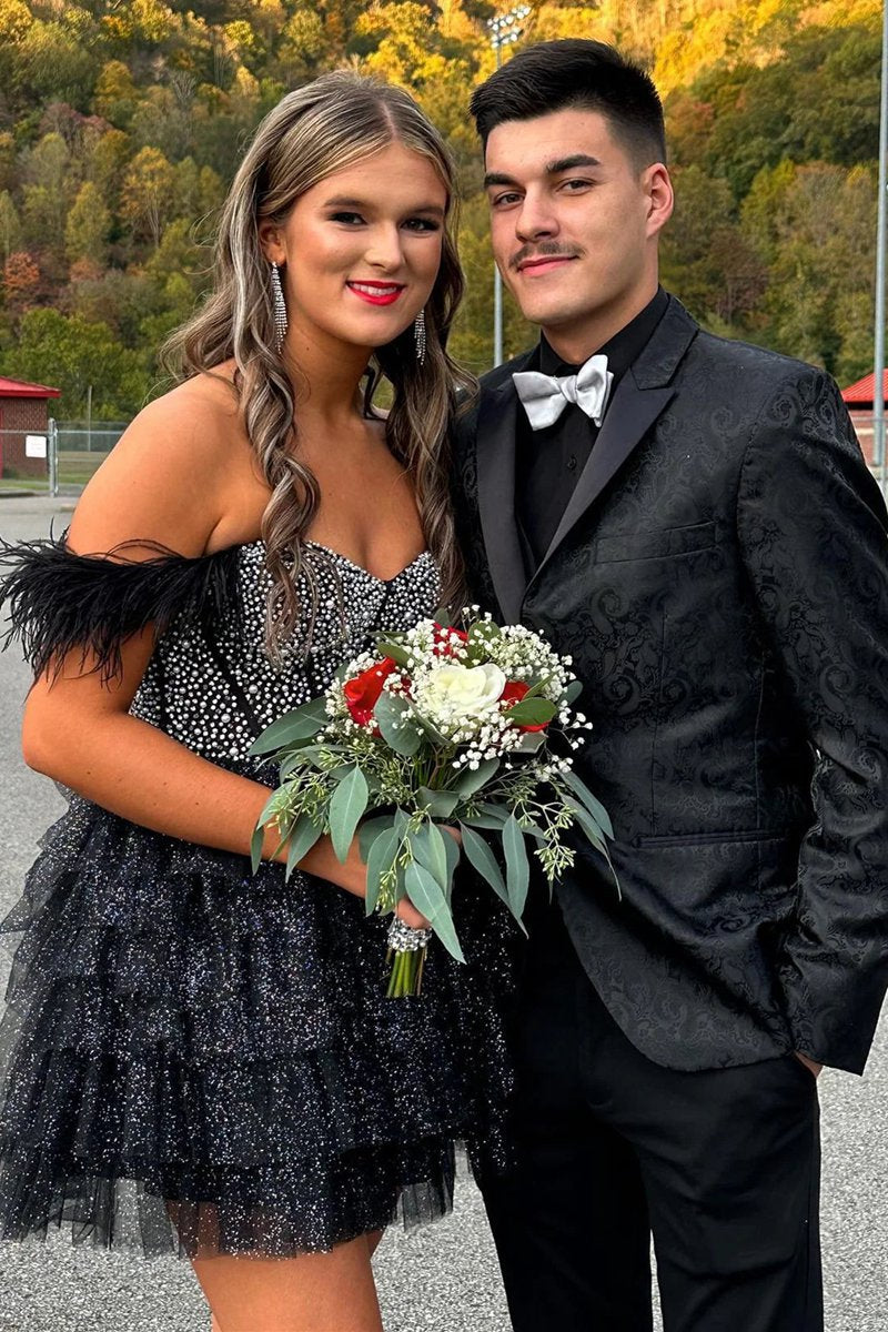 A-line Off the Shoulder Homecoming Dresses with Beading