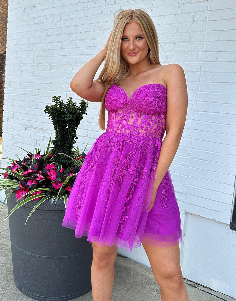 A-line Appliques Corset Homecoming Dresses
