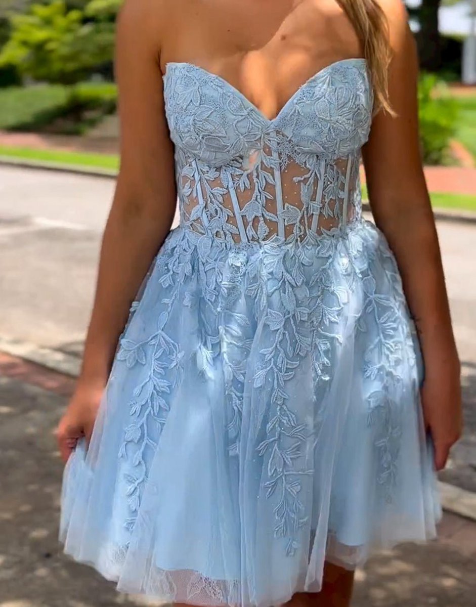 A-line Appliques Corset Homecoming Dresses