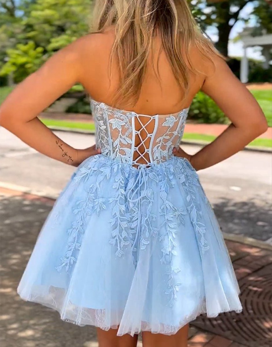 A-line Appliques Corset Homecoming Dresses