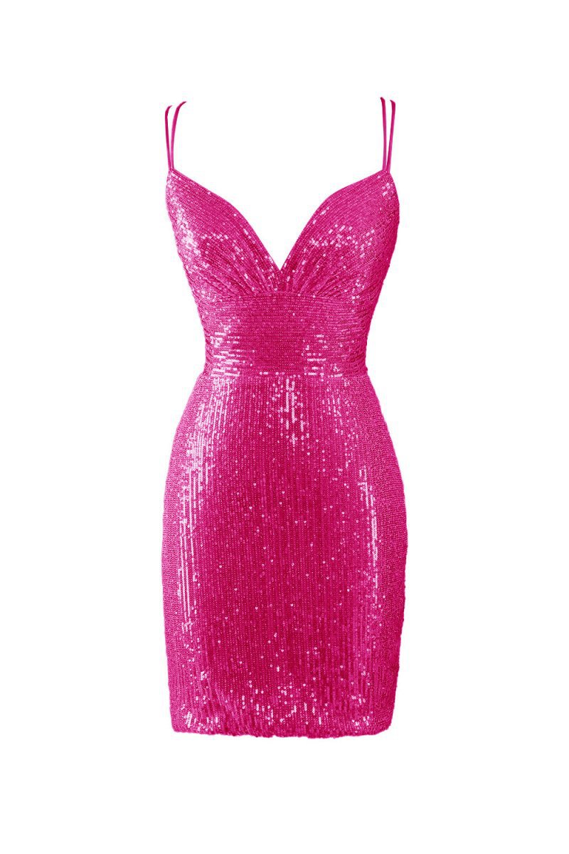 Bodycon V Neck Sequins Homecoming Dresses