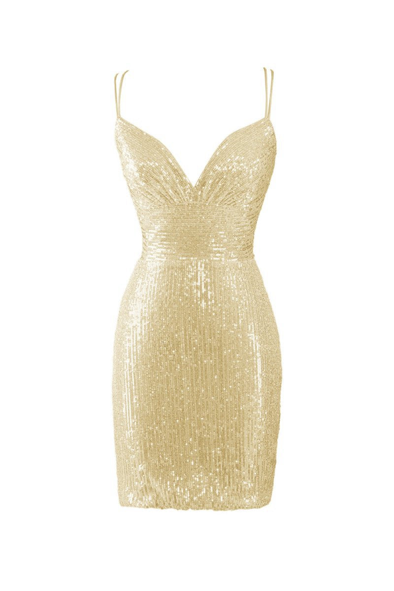 Bodycon V Neck Sequins Homecoming Dresses