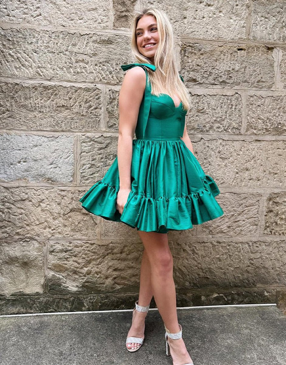 A-line Sweetheart Homecoming Dresses with Ruffle