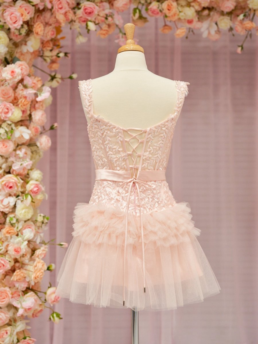 A-line Tulle Tie Short Homecoming Dresses