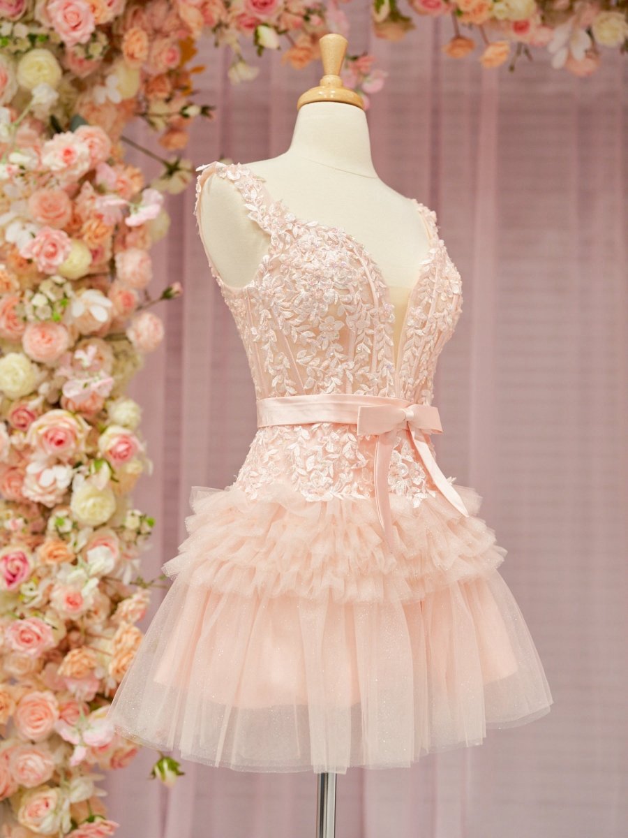 A-line Tulle Tie Short Homecoming Dresses