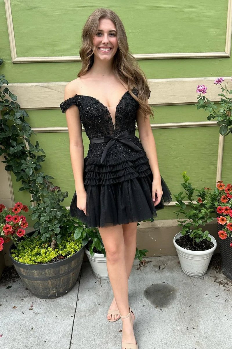 A-line Tulle Tie Short Homecoming Dresses