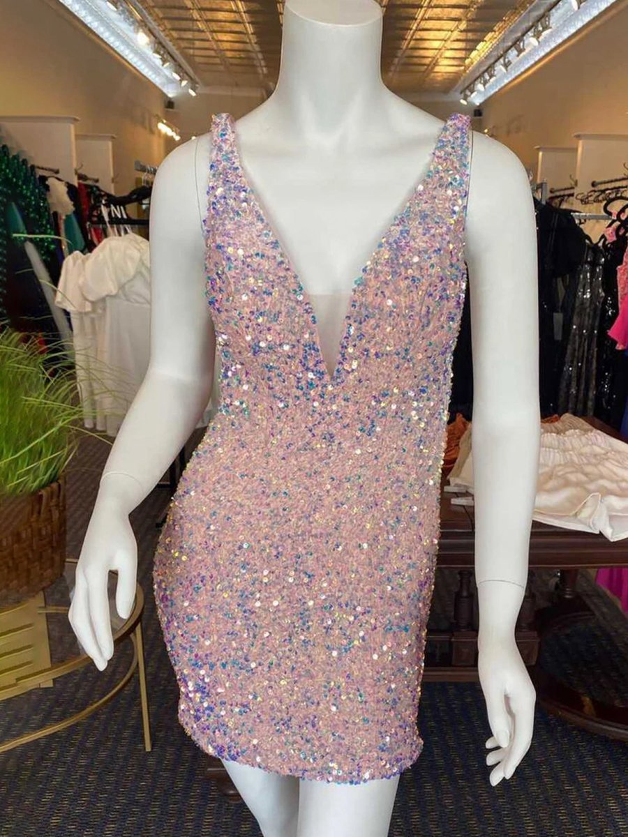 Bodycon V Neck Sequins Homecoming Dresses