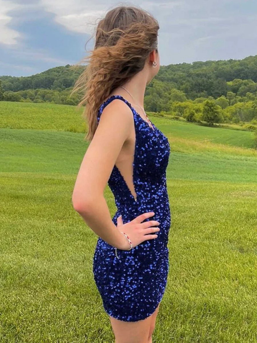 Bodycon V Neck Sequins Homecoming Dresses