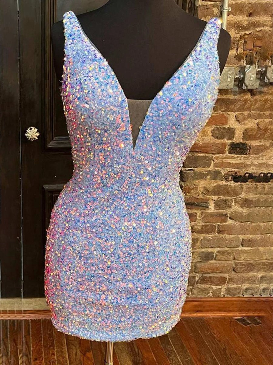 Bodycon V Neck Sequins Homecoming Dresses