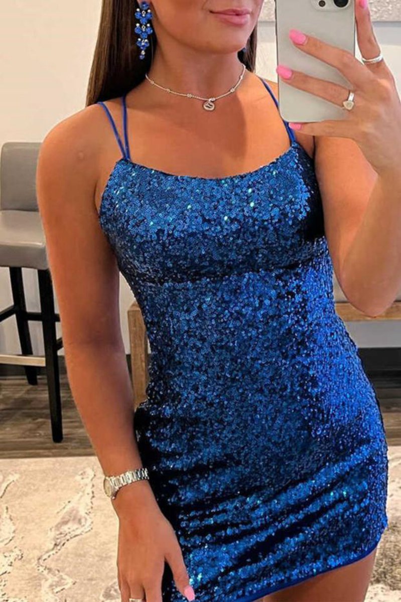 Bodycon Scoop Neck Sequins Homecoming Dresses