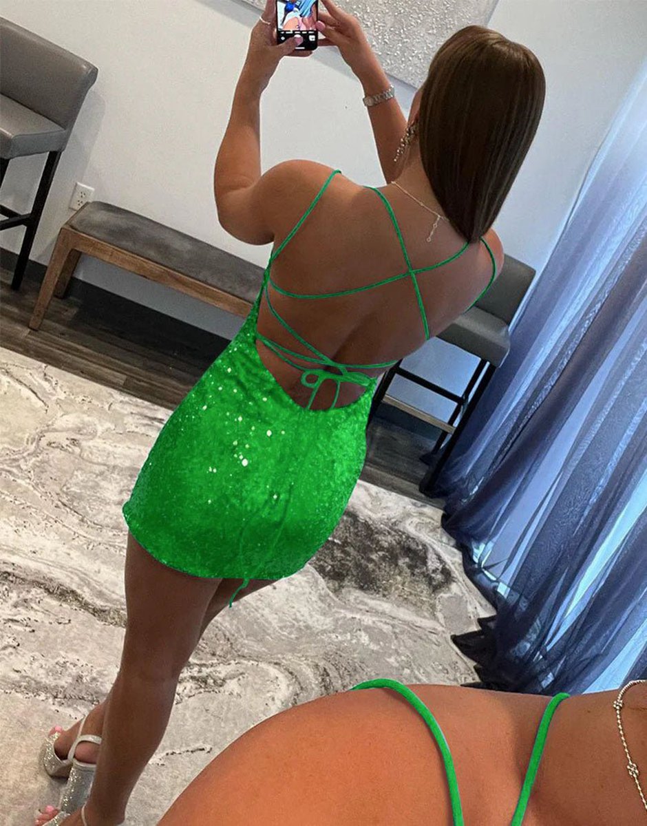 Bodycon Scoop Neck Sequins Homecoming Dresses