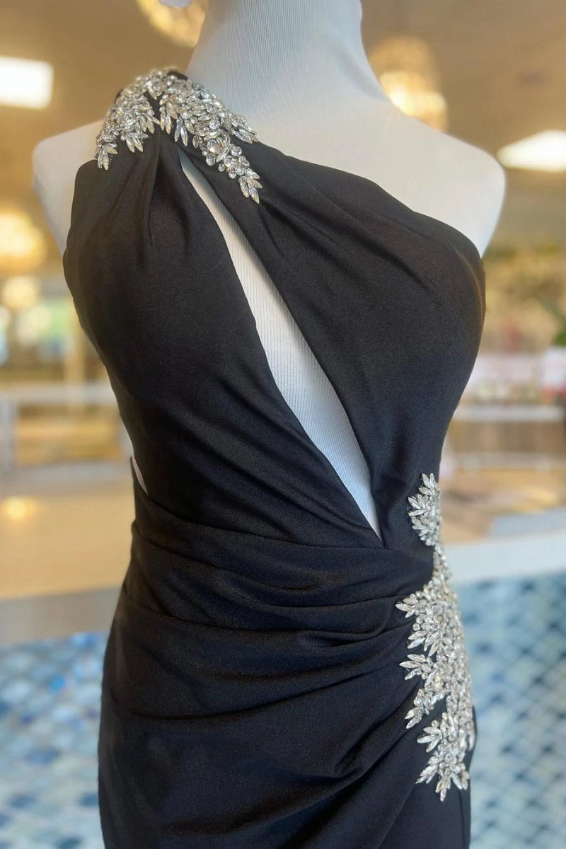 Sheath One Shoulder Pleated Satin Homecoming Dresses