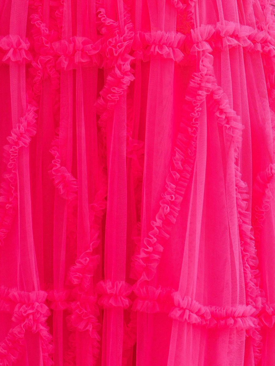 A-line Strapless Ruffles Long Formal Dresses with Puff Sleeves