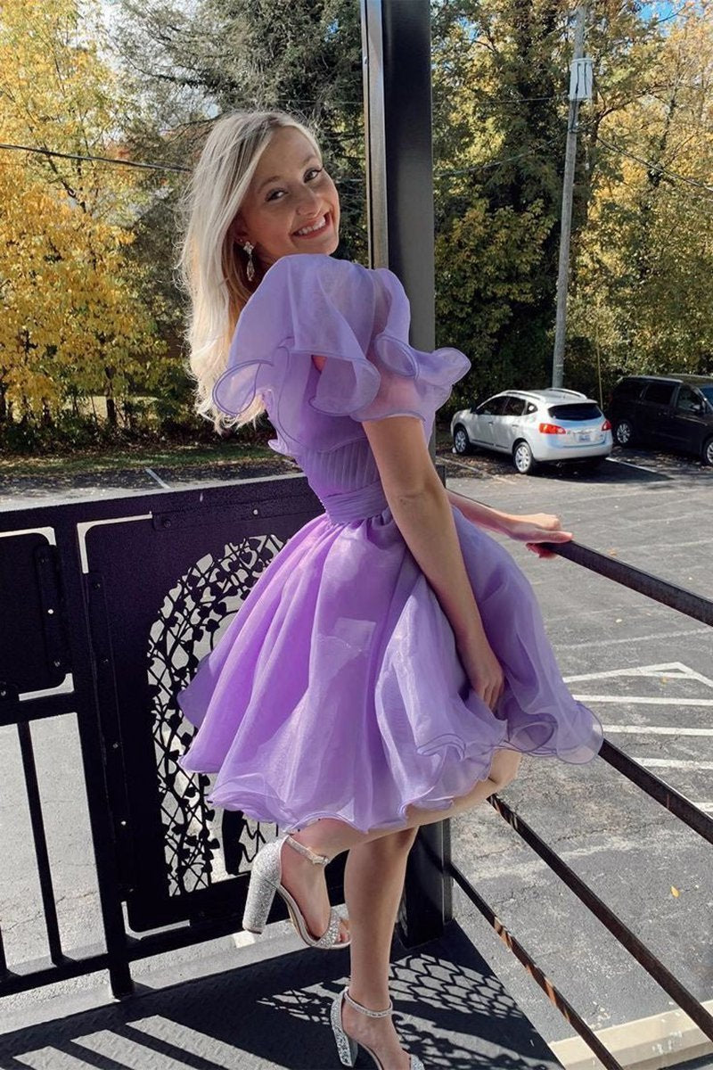 A-line One Shoulder Organza Homecoming Dresses