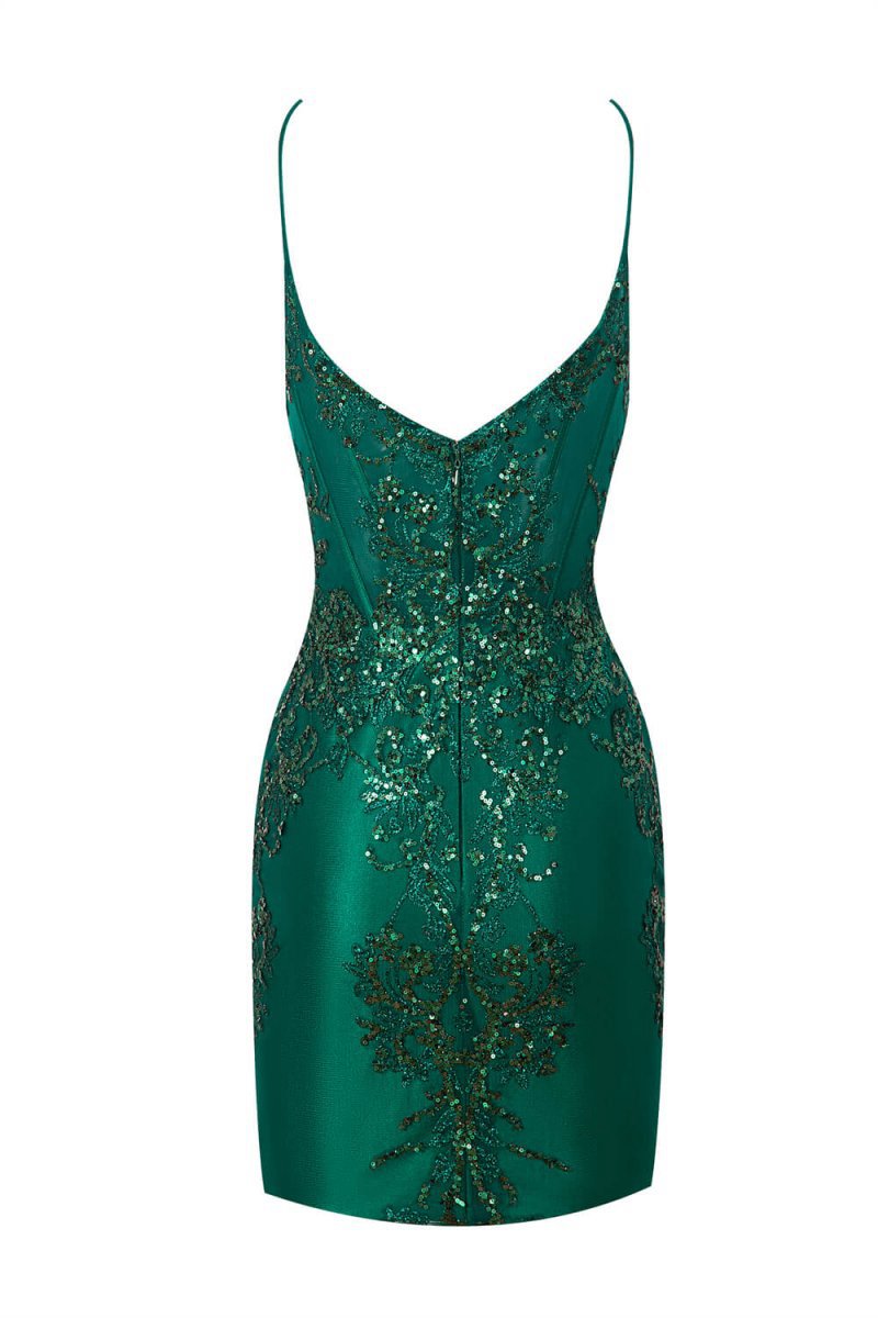 Sheath Short V Neck Satin Homecoming Dresses with Appliques