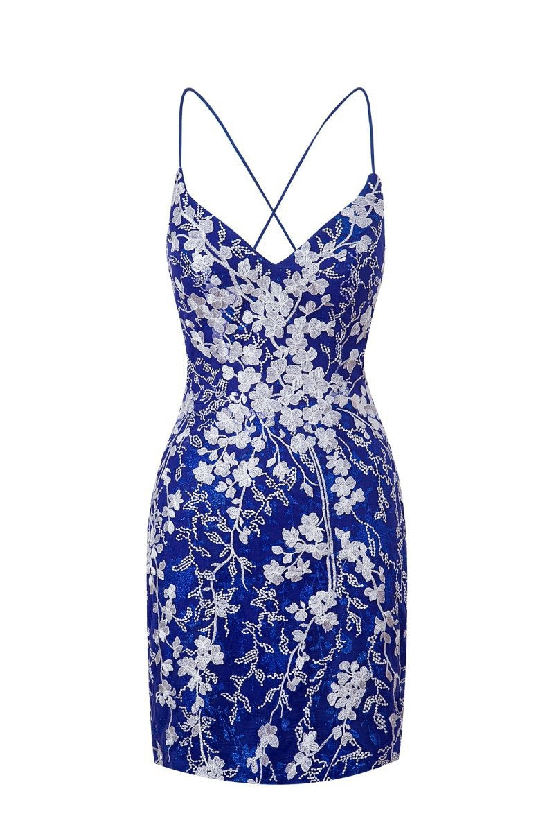 Sheath Short Spaghetti Straps Lace Homecoming Dresses