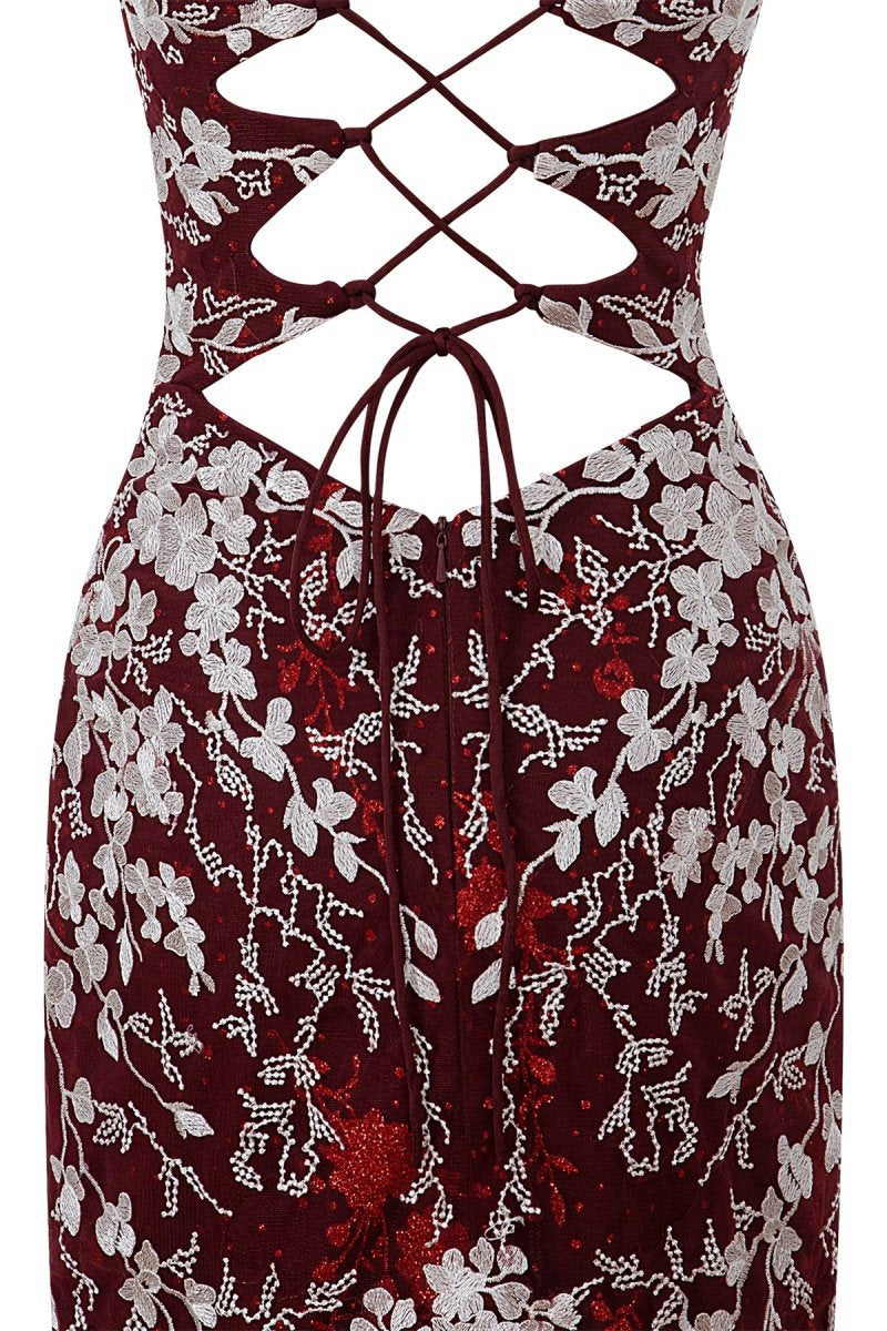 Sheath Short Spaghetti Straps Lace Homecoming Dresses