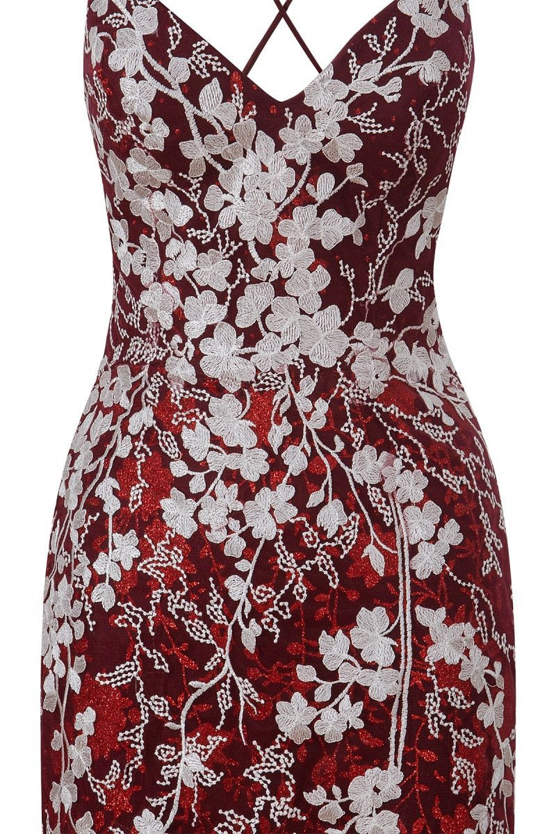 Sheath Short Spaghetti Straps Lace Homecoming Dresses