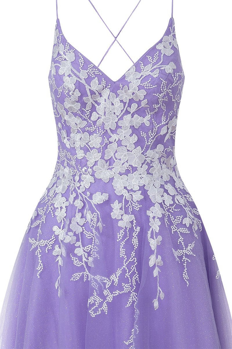 Aline Short Glitter Tulle Homecoming Dresses with Appliques