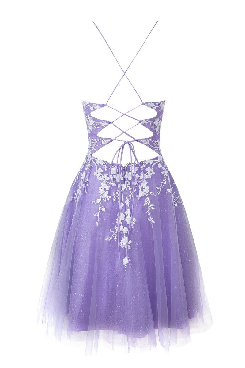 Aline Short Glitter Tulle Homecoming Dresses with Appliques