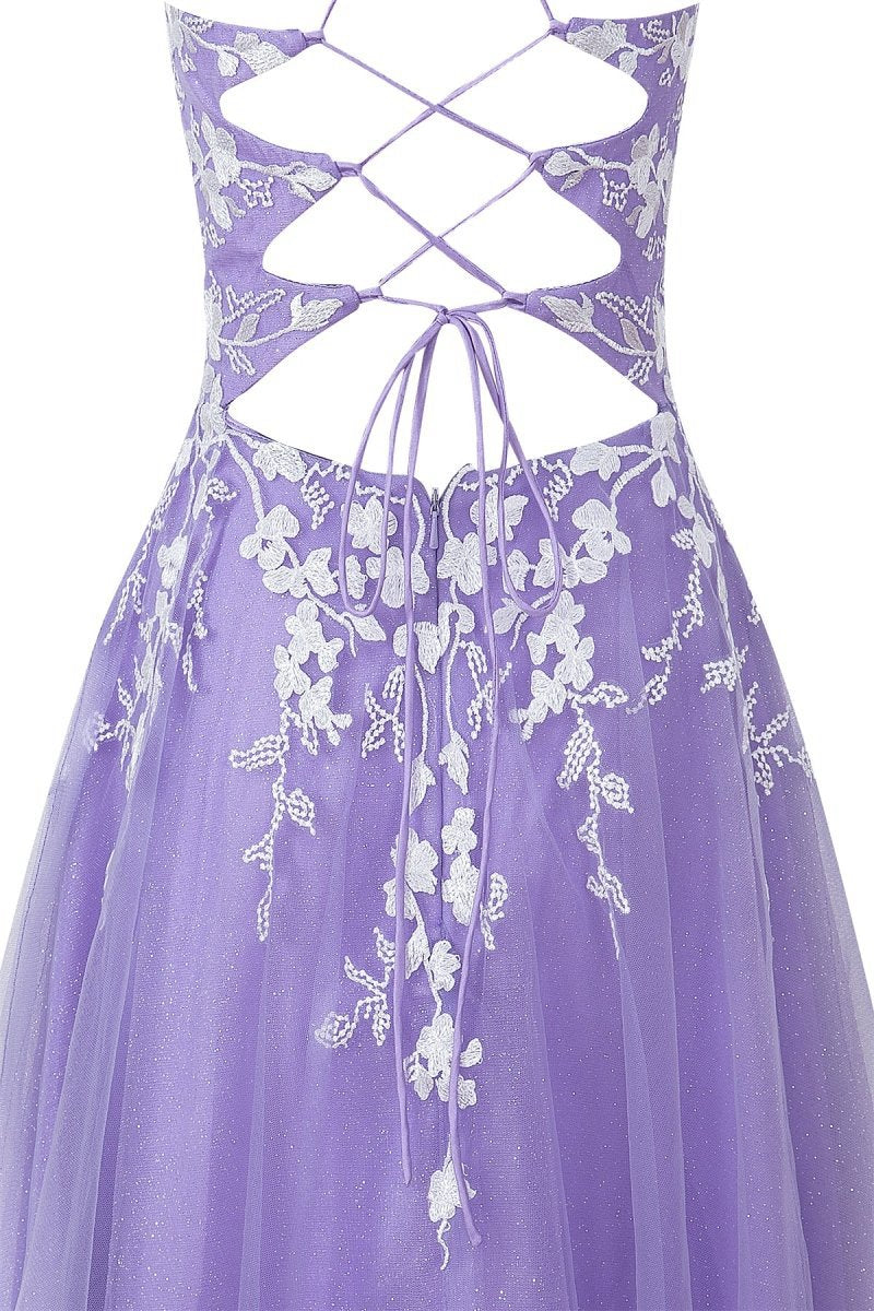 Aline Short Glitter Tulle Homecoming Dresses with Appliques