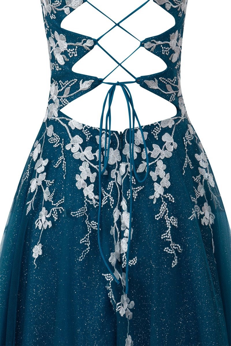 Aline Short Glitter Tulle Homecoming Dresses with Appliques