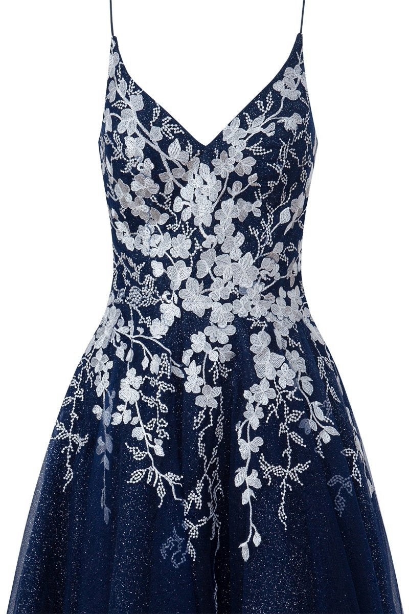 Aline Short Glitter Tulle Homecoming Dresses with Appliques