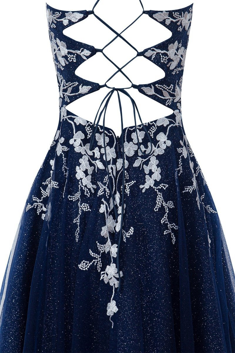 Aline Short Glitter Tulle Homecoming Dresses with Appliques
