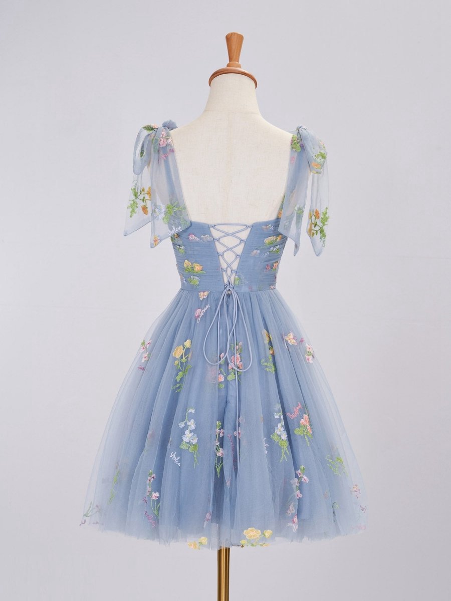 Aline Short Sweetheart Tulle Floral Homecoming Dresses