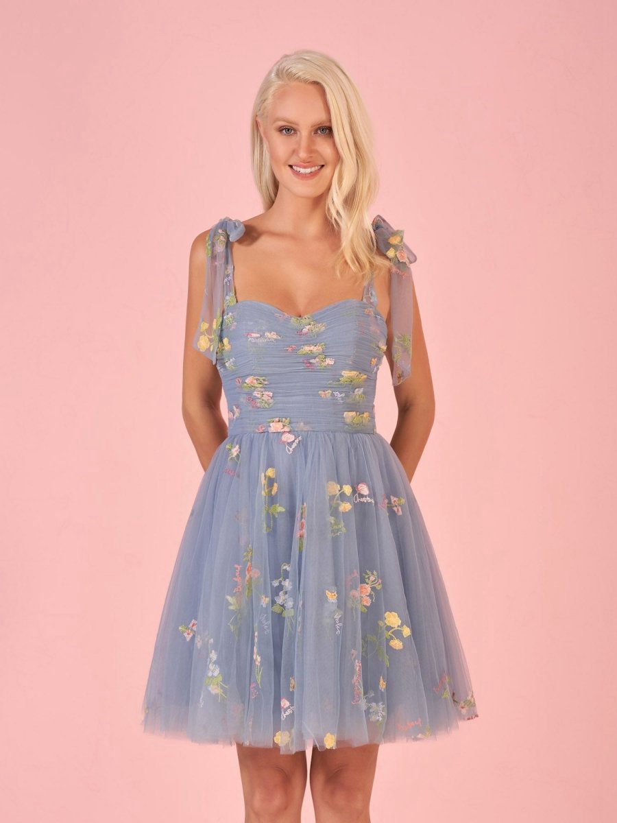 Aline Short Sweetheart Tulle Floral Homecoming Dresses