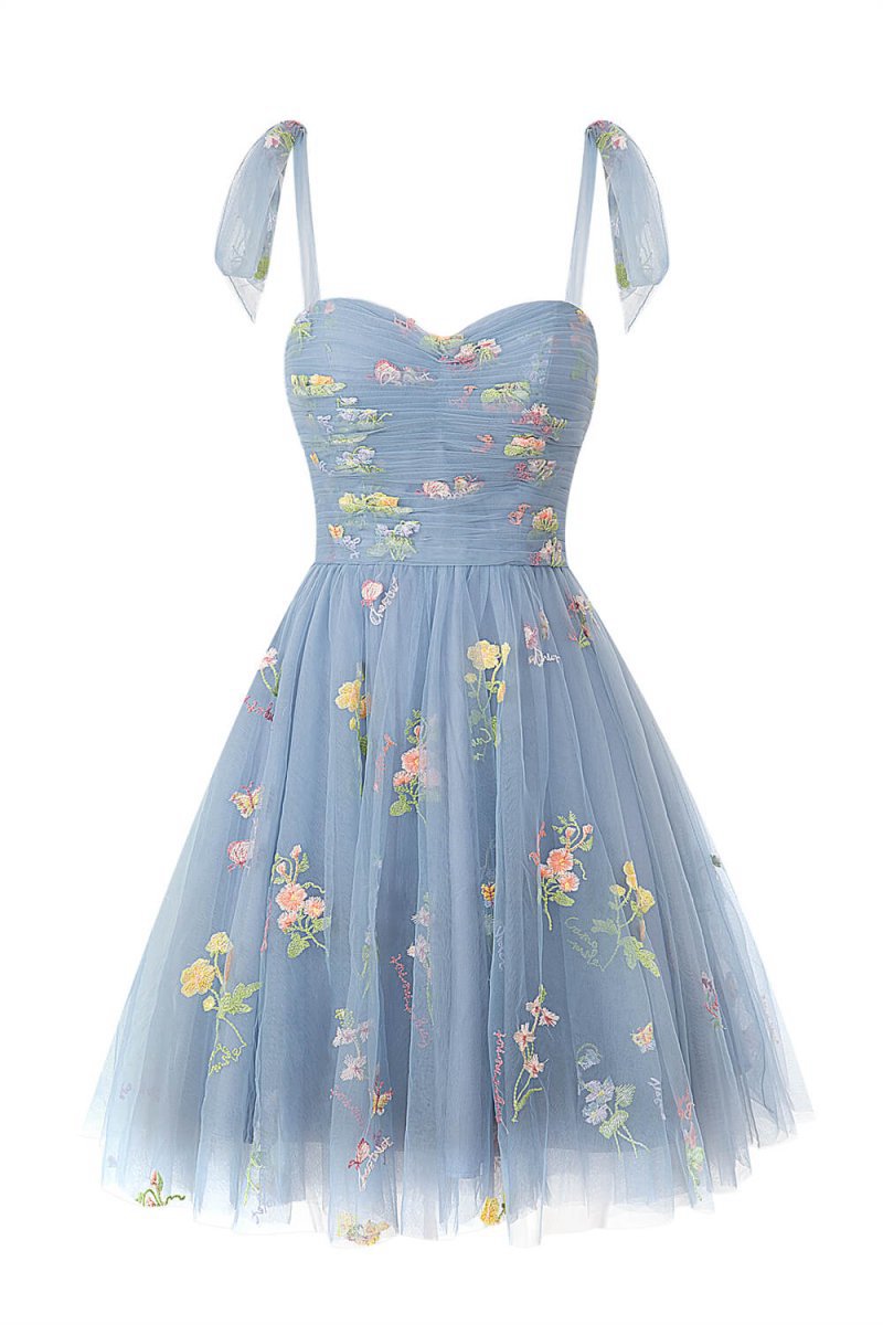 Aline Short Sweetheart Tulle Floral Homecoming Dresses