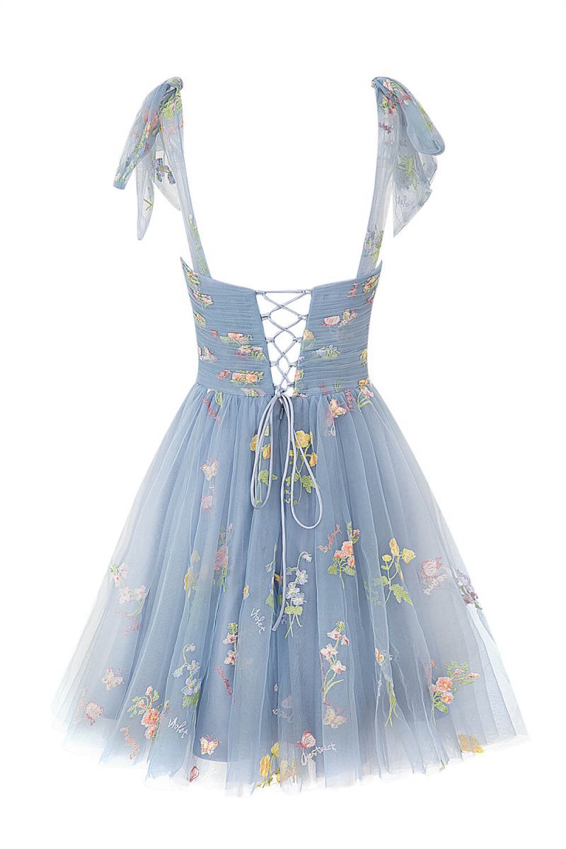 Aline Short Sweetheart Tulle Floral Homecoming Dresses