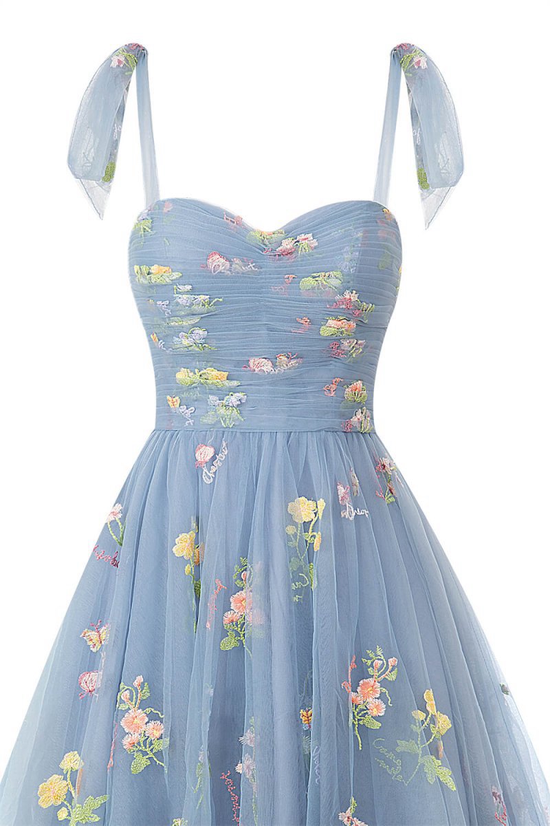 Aline Short Sweetheart Tulle Floral Homecoming Dresses