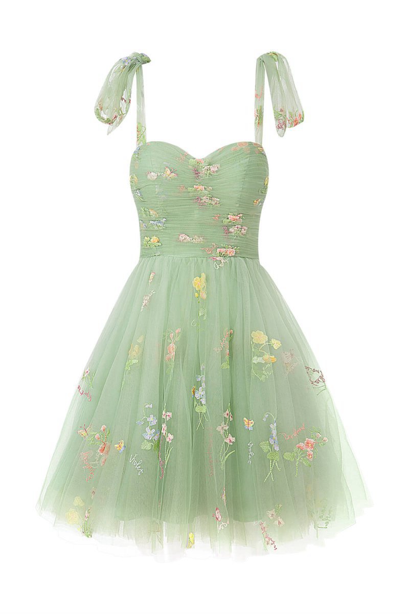 Aline Short Sweetheart Tulle Floral Homecoming Dresses