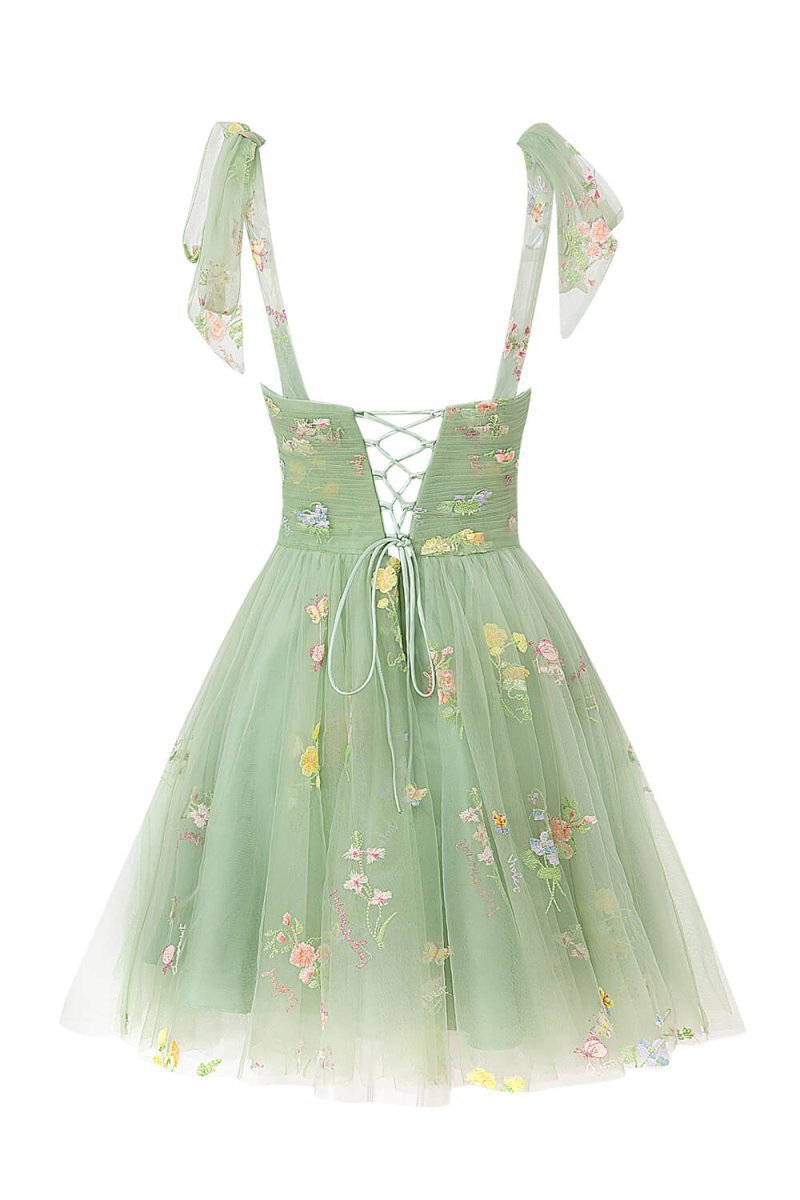 Aline Short Sweetheart Tulle Floral Homecoming Dresses