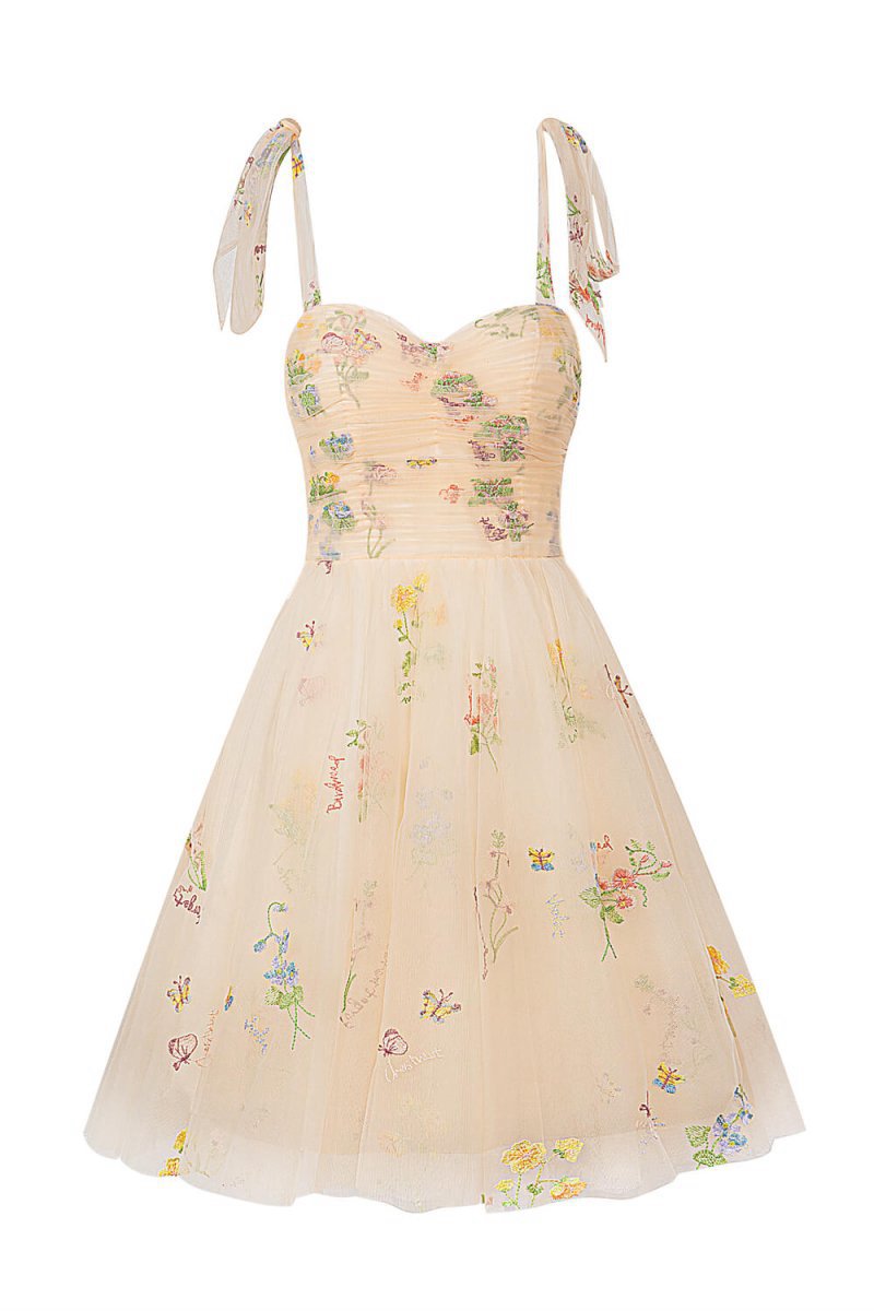 Aline Short Sweetheart Tulle Floral Homecoming Dresses