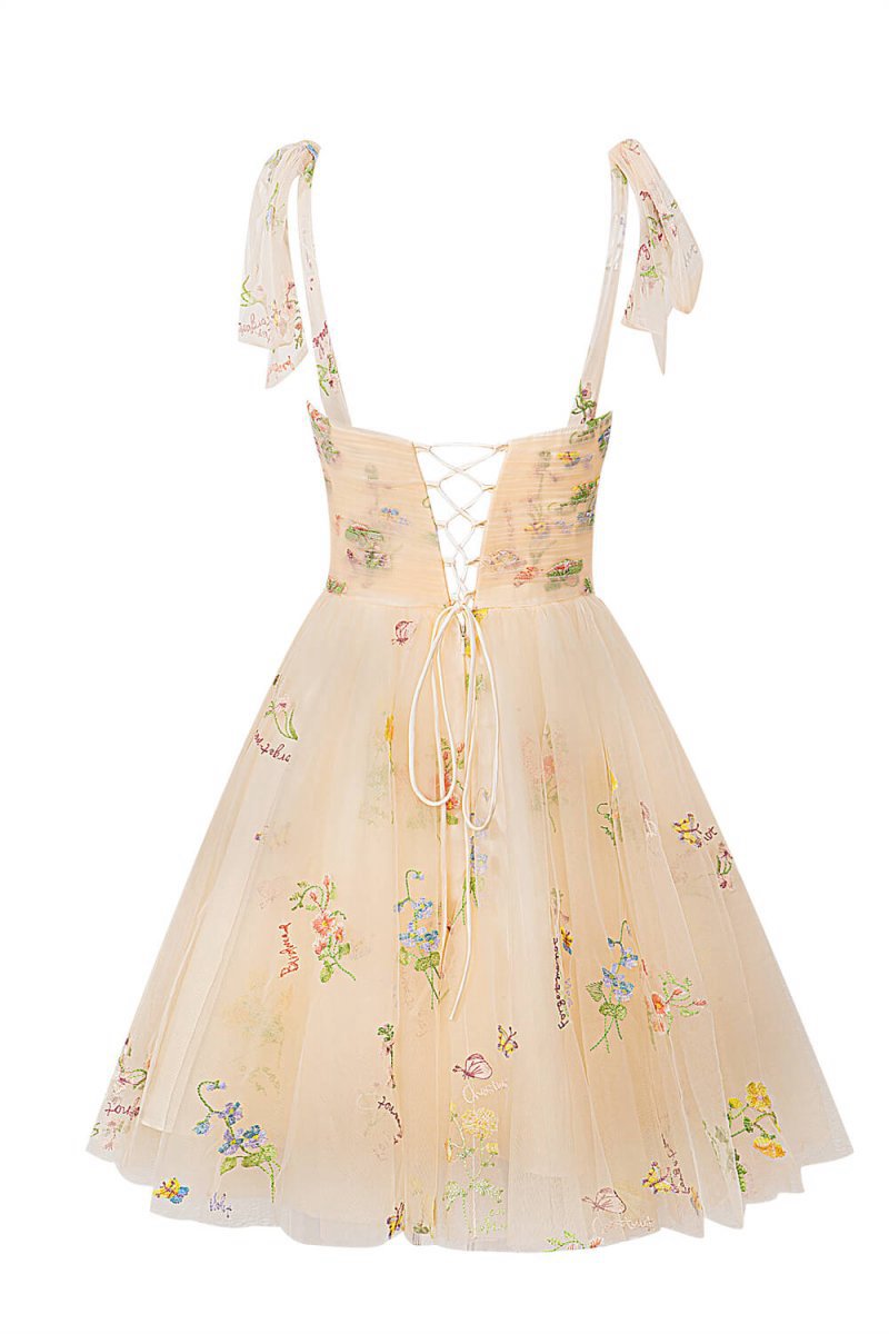 Aline Short Sweetheart Tulle Floral Homecoming Dresses
