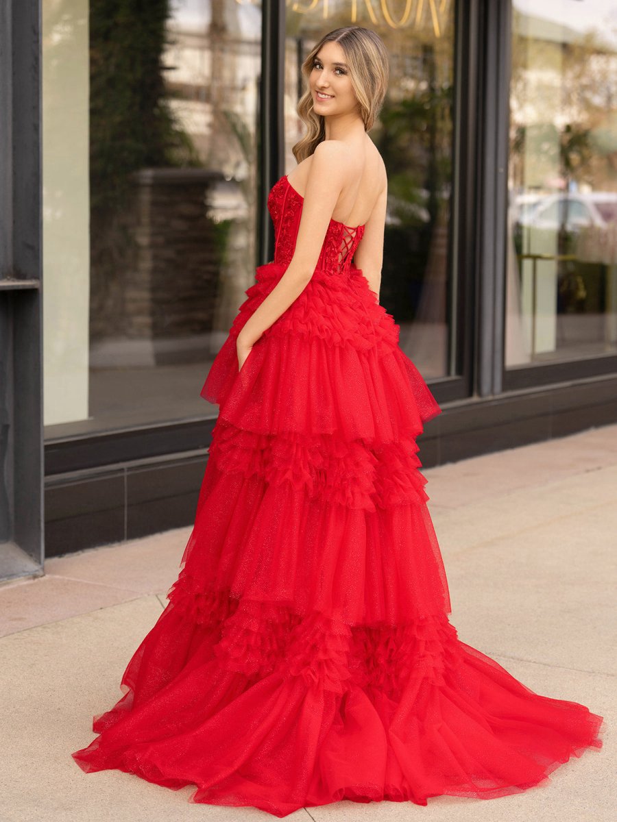 A-line Sweetheart Tie Long Tulle Prom Dresses