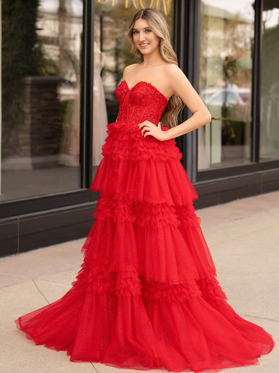 A-line Sweetheart Tie Long Tulle Prom Dresses
